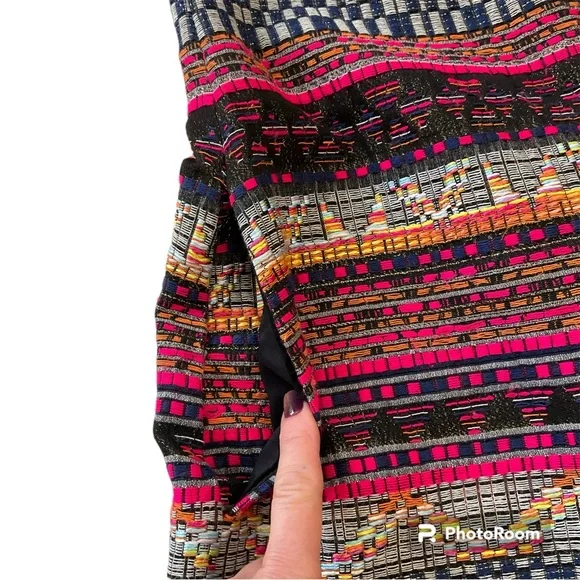 Trina Turk Layke Multi-Color Fringe Designer Dress Square Neck 3/4 Sleeves 2 - Picture 7 of 15